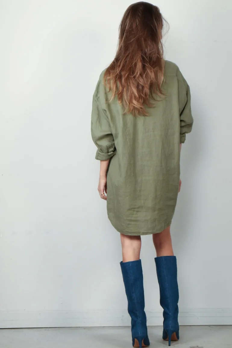 Academia Blouse - Caterina linen- Groen