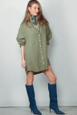 Academia Blouse - Caterina linen- Groen