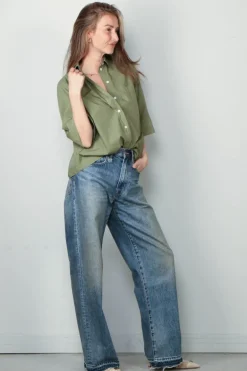 Academia Blouse - Lara - green plain