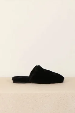 Anine Bing Pantoffel - shearling - Black