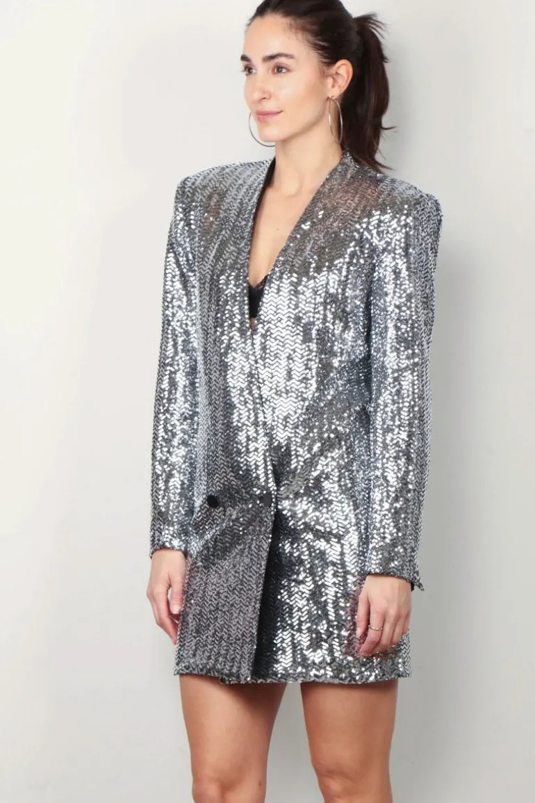 Anine Bing Jurk - Veneda Mini Dress - Silver
