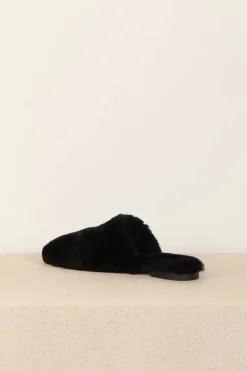 Anine Bing Pantoffel - shearling - Black