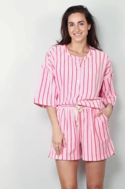 Bongusta T-shirt - Naram Oversized Shirt - Baby Pink & Ski Patrol