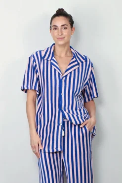 Bongusta Blouse - Naram Shirt - Dazzling Blue & Rose
