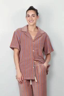 Bongusta Blouse - Naram Shirt - Camel & Ultramarine