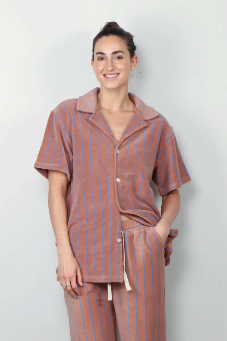 Bongusta Blouse - Naram Shirt - Camel & Ultramarine
