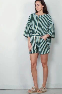 Bongusta T-shirt - Naram Oversized Shirt - Sea Foam & Deep Teal