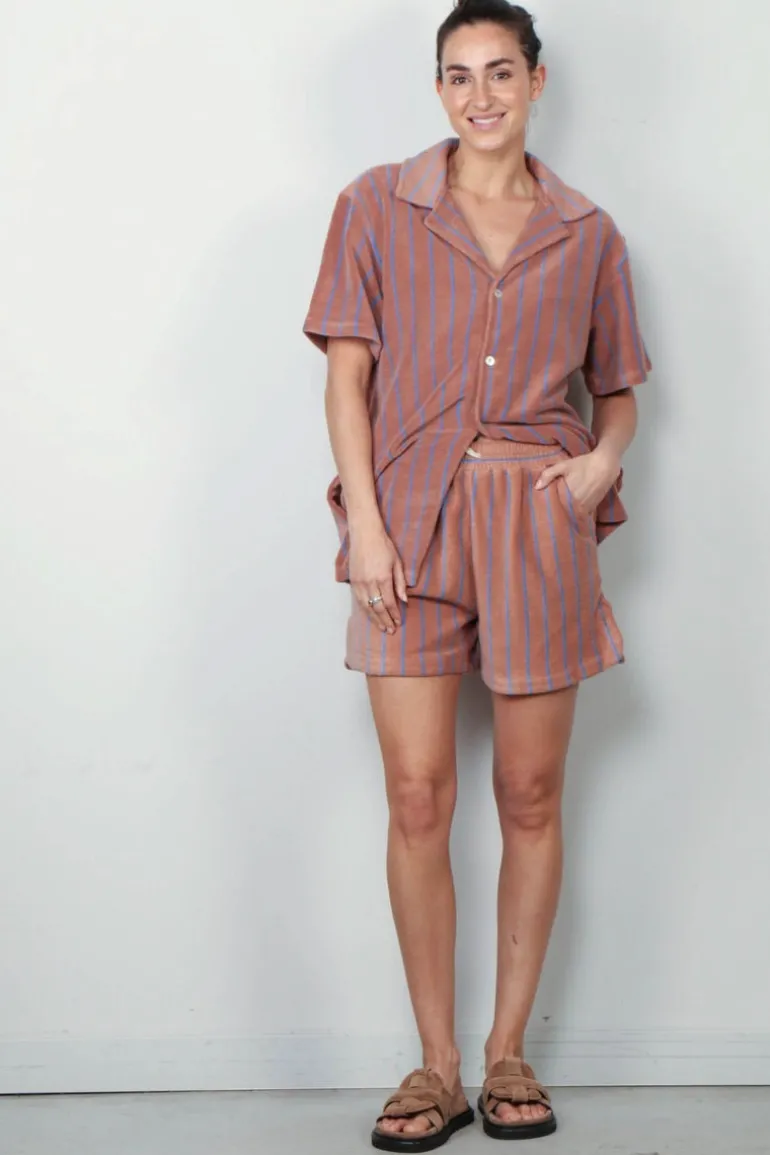 Bongusta Blouse - Naram Shirt - Camel & Ultramarine