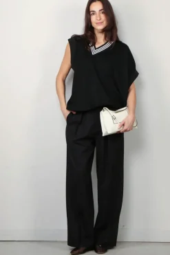 6397 Broek Pleated Long Pull-On Pant - Black
