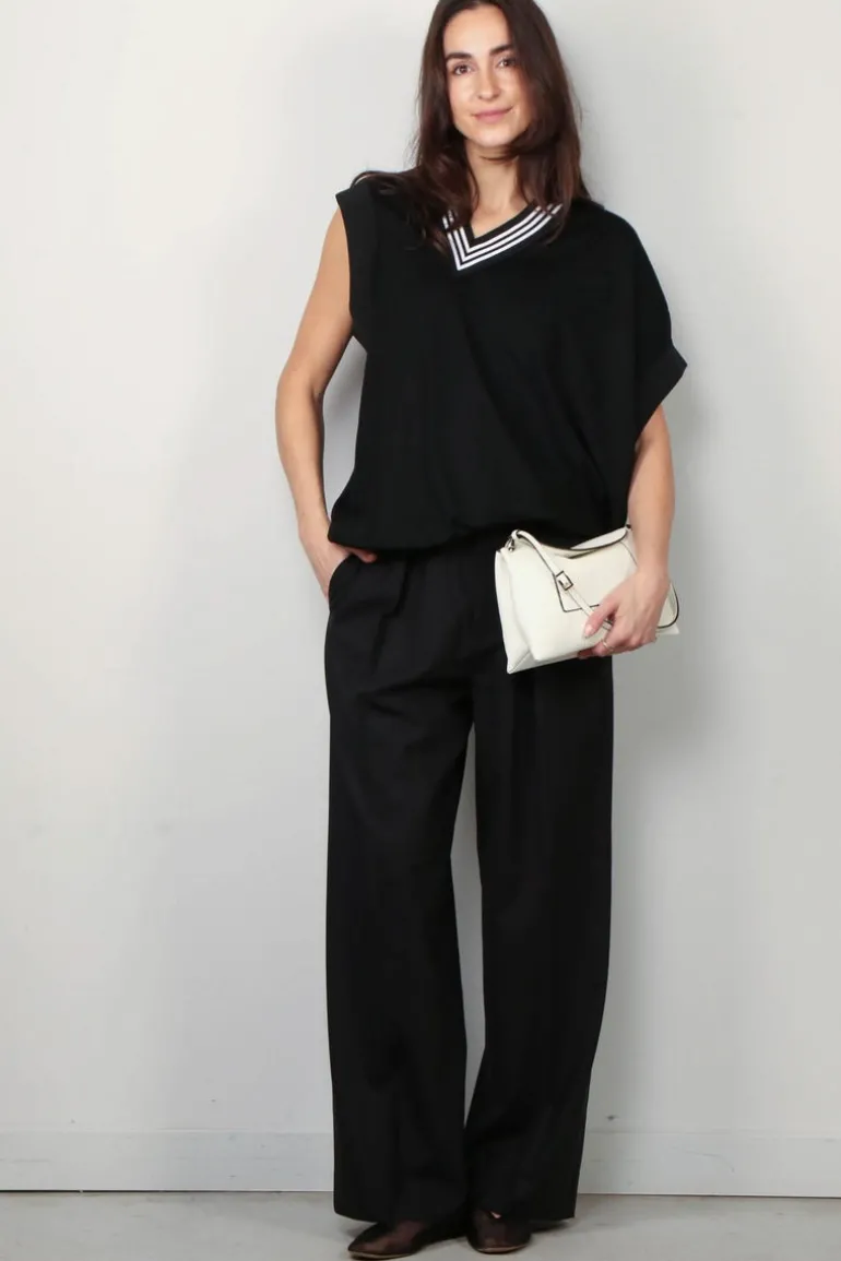 6397 Broek Pleated Long Pull-On Pant - Black