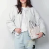 Closed Bomber - Cropped Gathered - Light Grey
