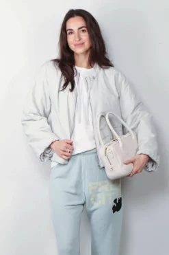 Closed Bomber - Cropped Gathered - Light Grey