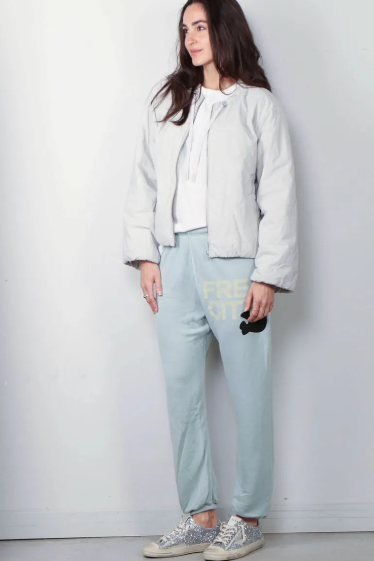 Closed Bomber - Cropped Gathered - Light Grey