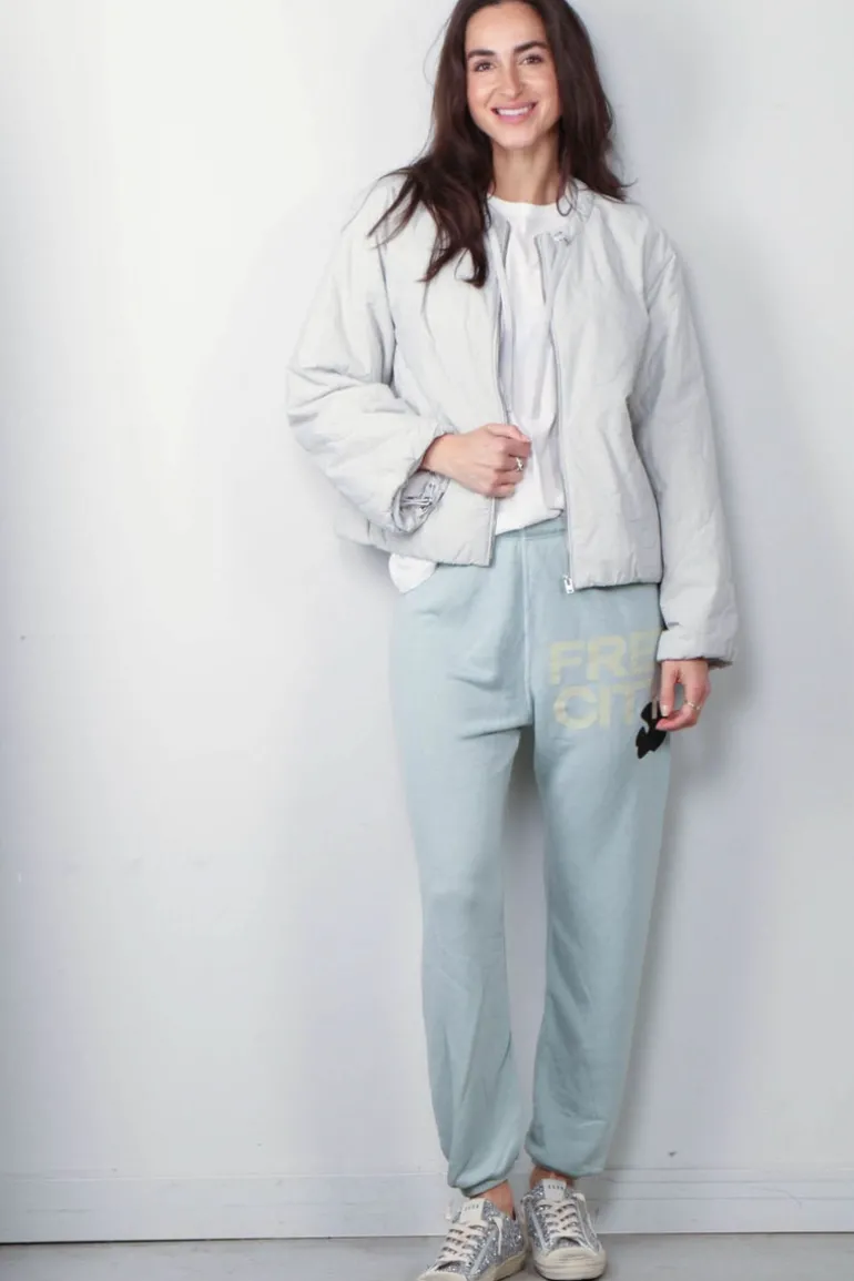 Closed Bomber - Cropped Gathered - Light Grey