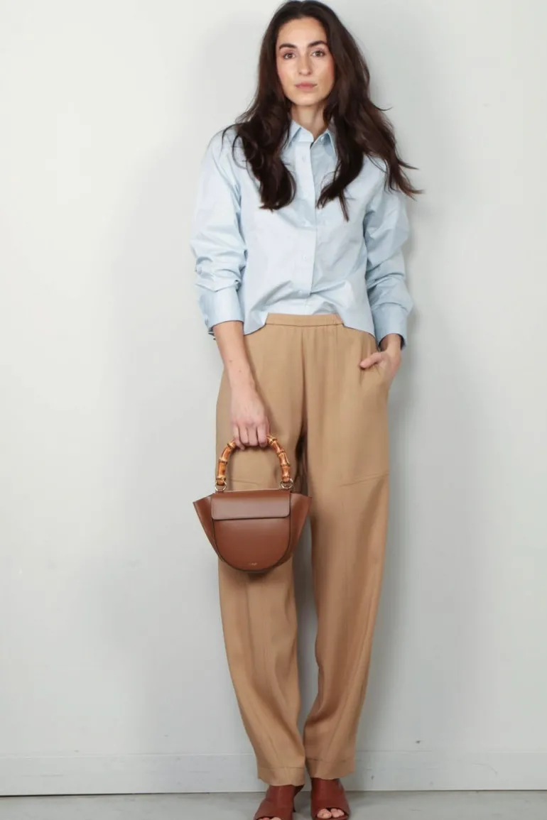 Closed Blouse - Cropped Classic Shirt - Light Sky Blue
