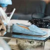 Dear Frances Loafers - Drew Loafer W/ Penny Strap - Blue Denim