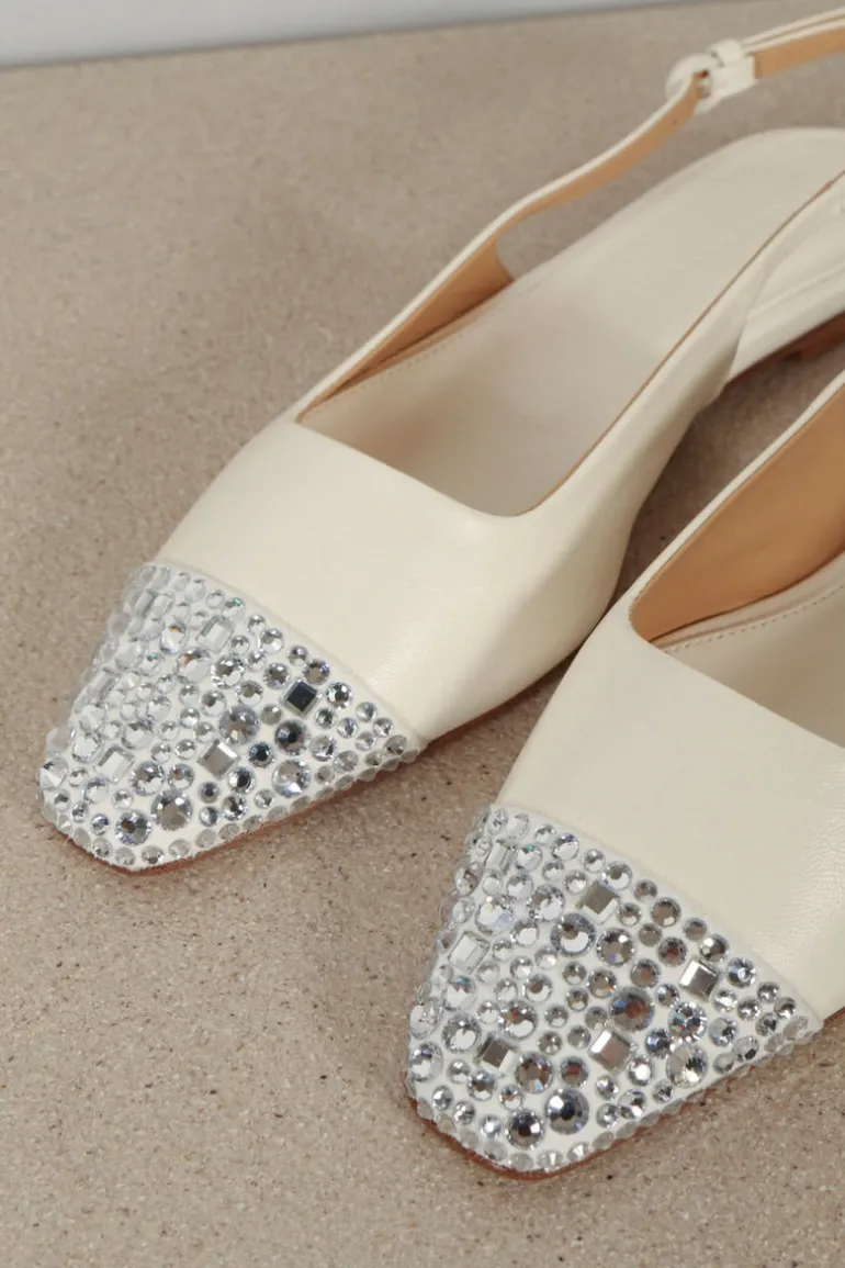 Dear Frances Sandalen - Tia W/ Toe Cap Crystals - White
