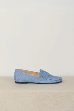 Dear Frances Loafers - Drew Loafer W/ Penny Strap - Blue Denim