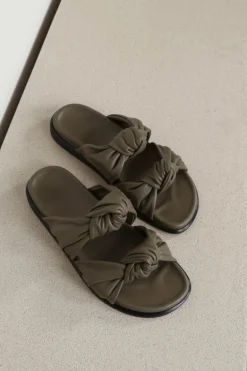 Dear Frances, Slippers Tye - Leather - Khaki