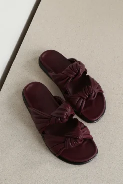 Dear Frances, Slippers Tye - Leather - Bordeaux