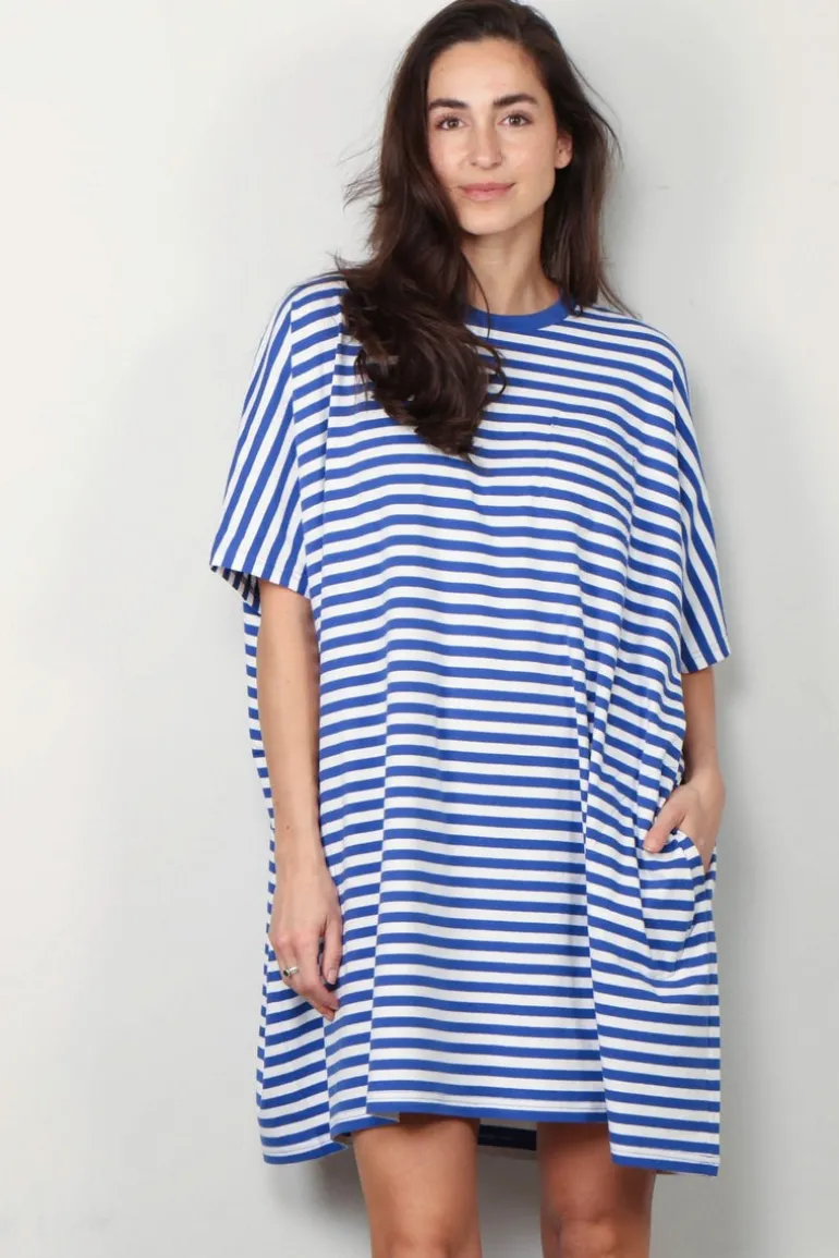 Denimist Jurk - Pocket - Tee - Navy White Stripe