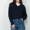 Denimist Trui - V-Neck Cable Sweater - Navy