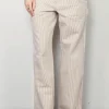 Denimist Broek - Teri Wide Leg Carpenter Pant - Brown Railroad Stripe