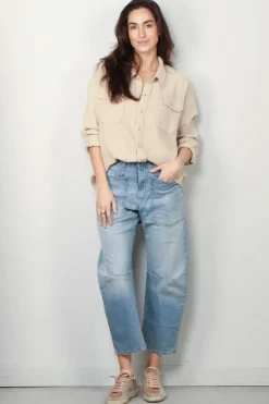 Denimist Blouse - Utility Shirt - Light Sand Gauze