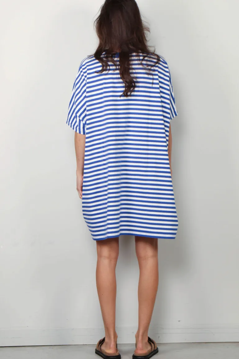 Denimist Jurk - Pocket - Tee - Navy White Stripe