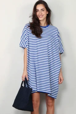 Denimist Jurk - Pocket - Tee - Navy White Stripe