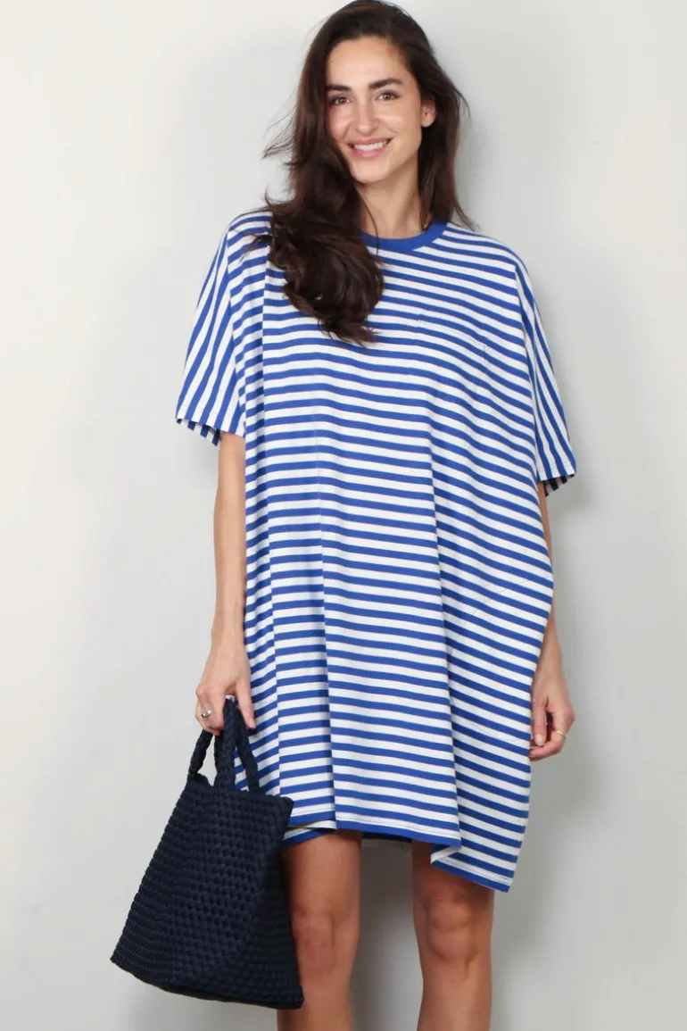 Denimist Jurk - Pocket - Tee - Navy White Stripe