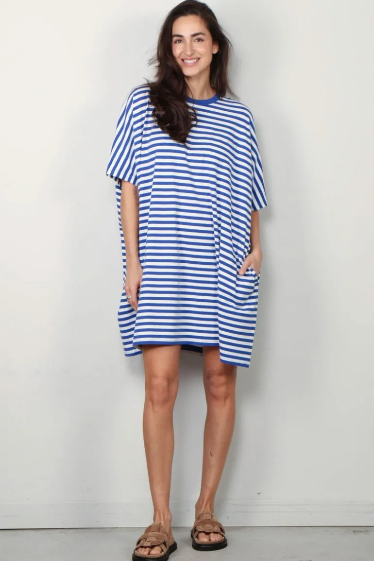 Denimist Jurk - Pocket - Tee - Navy White Stripe