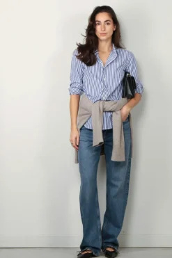 Denimist Blouse - DSW0009-185 - ROYAL BLUE STRIPE