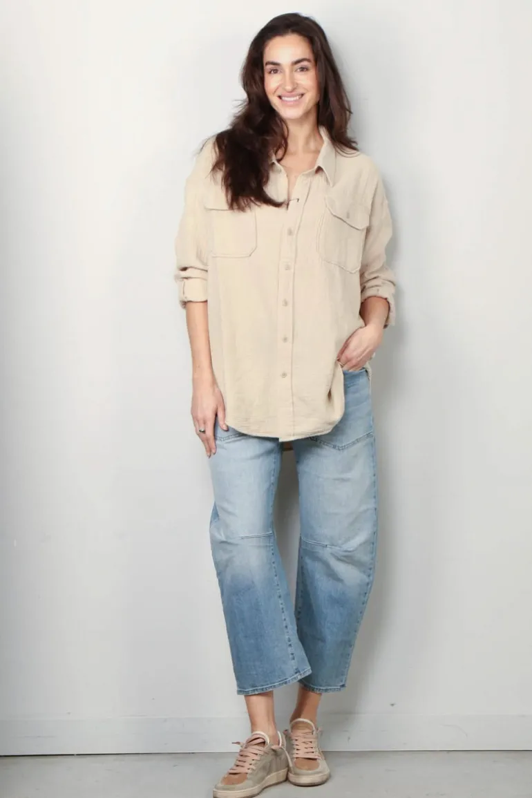 Denimist Blouse - Utility Shirt - Light Sand Gauze