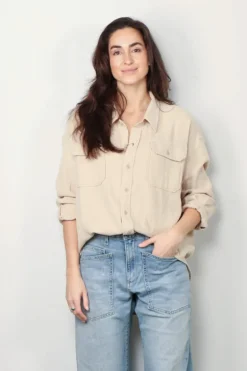 Denimist Blouse - Utility Shirt - Light Sand Gauze