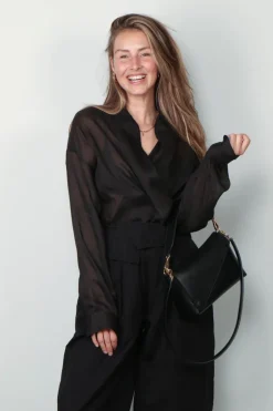 Forte_Forte Blouse - Chic Rami Muslin Crossed Shirt - Noir