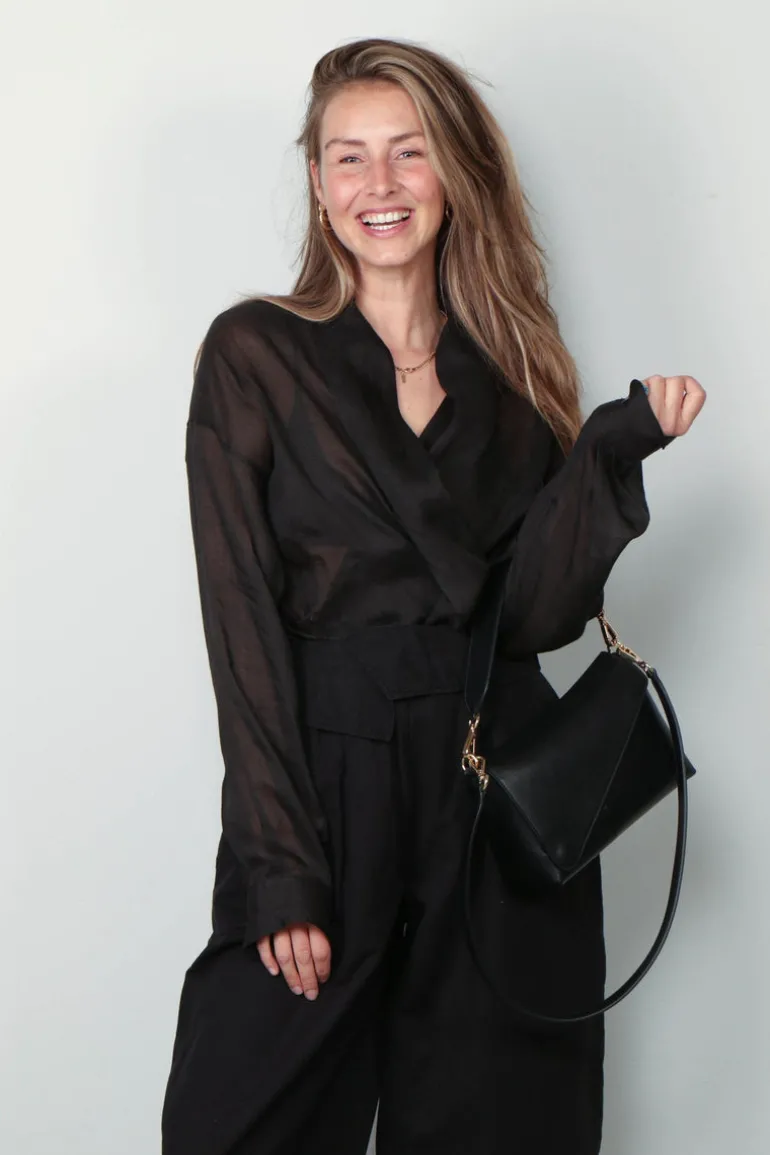 Forte_Forte Blouse - Chic Rami Muslin Crossed Shirt - Noir