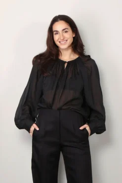 forte_forte Blouse - Co/Se Voile Bohemain Shirt - Nero