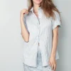 Forte_Forte Blouse - Contemporary Crinkled Cotton Half Sleeve Shirt - Madreperla