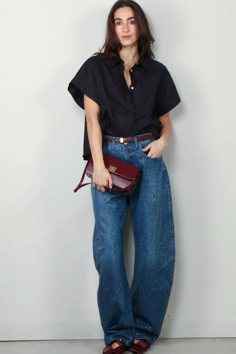 forte_forte Blouse - BCI Cotton Popline Boxy Sleeveless Shirt - Abisso