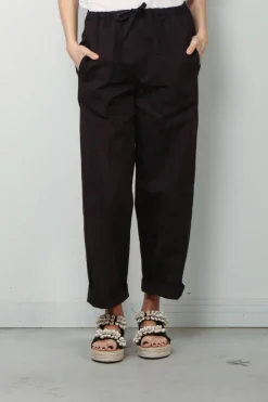 Forte_Forte Broek - Chic Cotton Linen Drawstring Pants - Noir