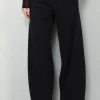 forte_forte Broek - Diagonal Cotton Fleece Twisted Pants - Abisso