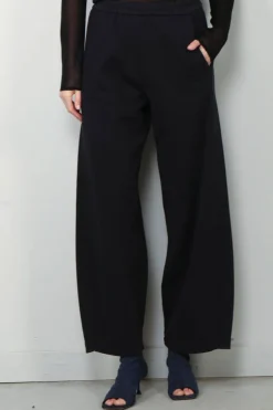 forte_forte Broek - Diagonal Cotton Fleece Twisted Pants - Abisso