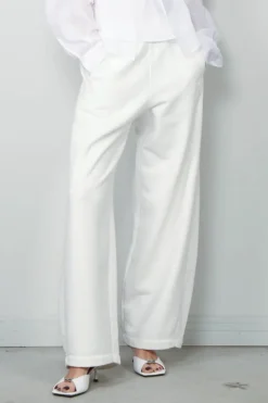 forte_forte Broek - Diagonal Cotton Fleece Twisted Pants - Bianco