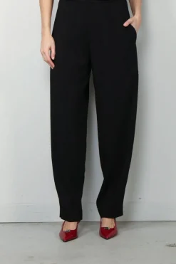 forte_forte Broek - Stretch Cady Crepe Elasticated Cargo Pants - Nero