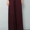 Forte_Forte Broek - co/se Voile Flared Pants Satin Details - Black Orchid