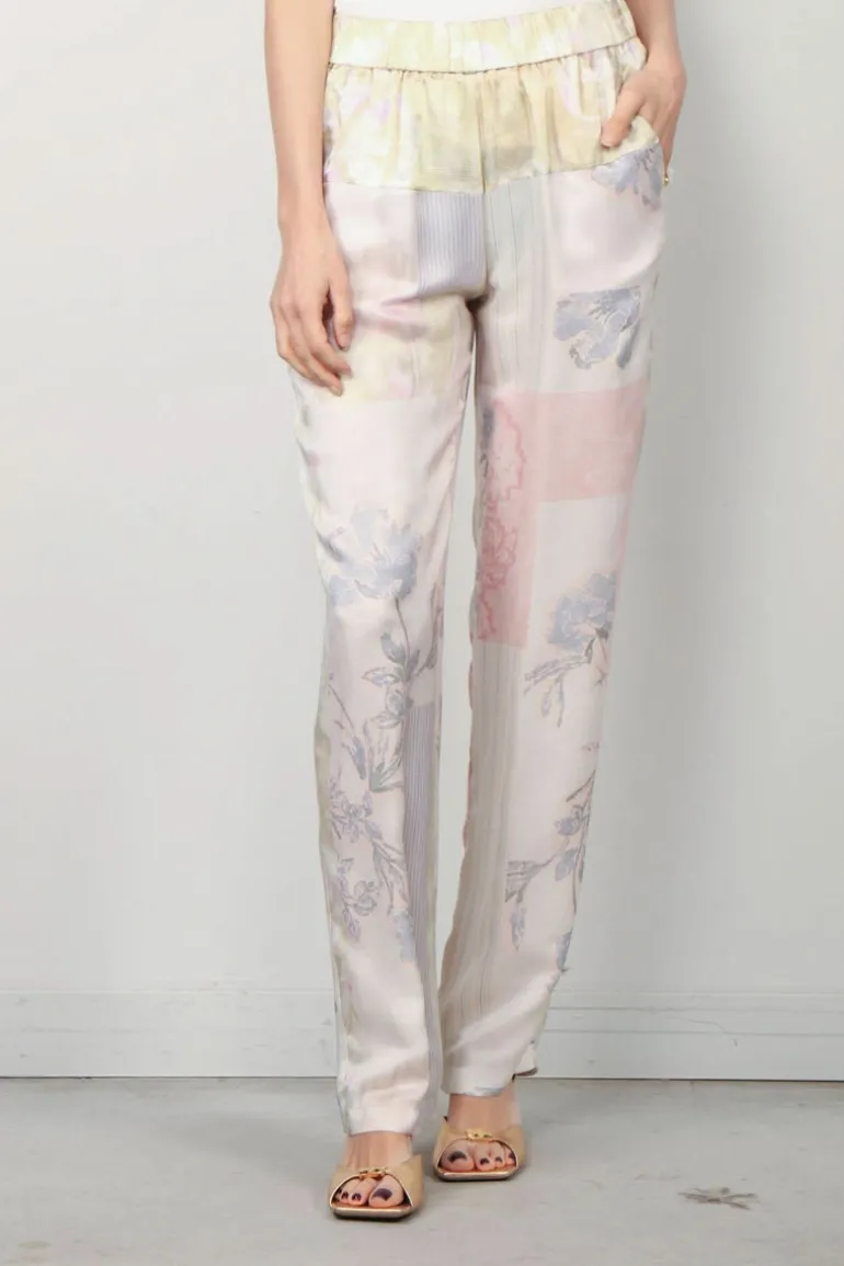 Forte_Forte Broek - The Secred Garden Print Viscose Silk Twill - Pesco