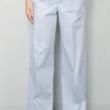 Forte_Forte Broek - BCI Cotton Popline Elasticated Straight - Rugiada