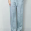 Forte_Forte Broek - Chic Linen Canvas Drawstring - Acqua