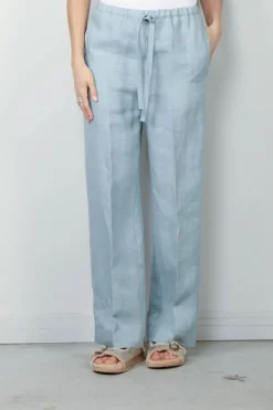 Forte_Forte Broek - Chic Linen Canvas Drawstring - Acqua